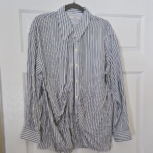Tibi Black and White Striped Button Down Shirt